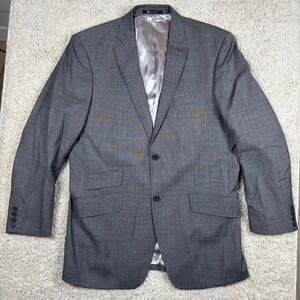 BACHARACH Men's Gray Plaid Wool Blend Sport Coat Blazer‎ Jacket